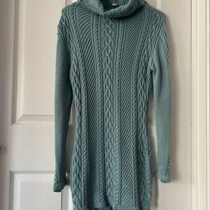 Cable Knit Turtleneck Sweater Dress